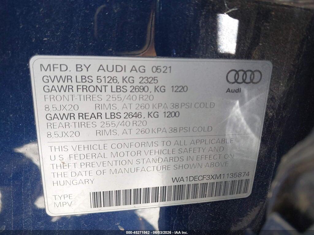 WA1DECF3XM1135874 2021 AUDI Q3 photo no. 9