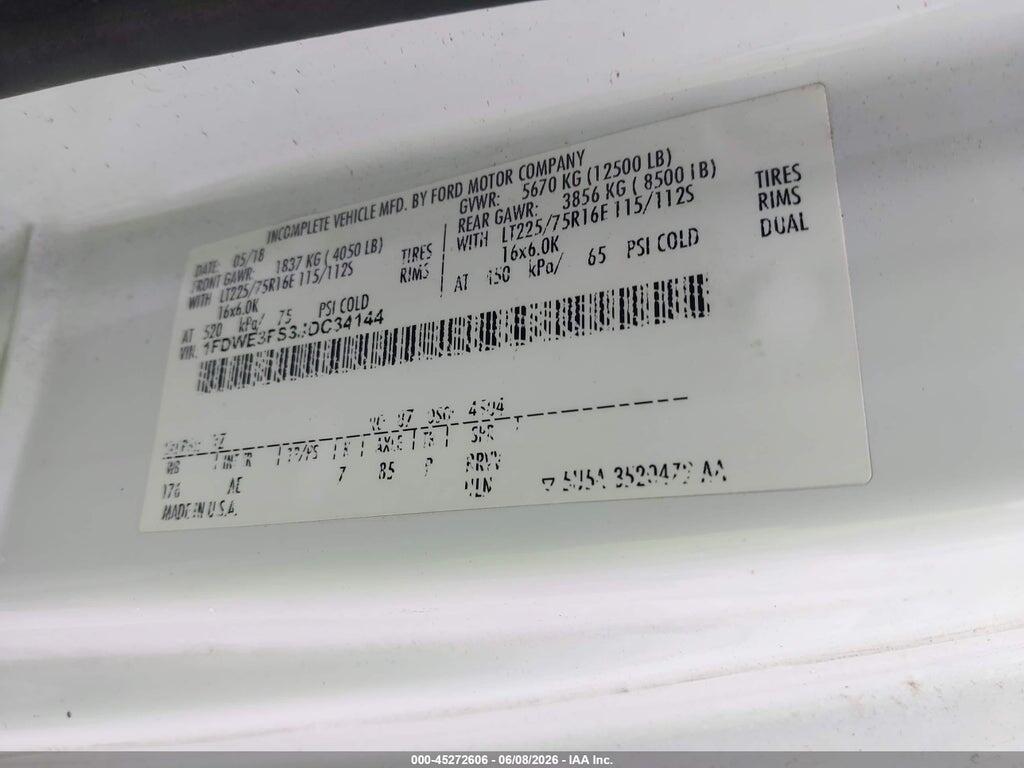 1FDWE3FS3JDC34144 2018 FORD E-350 CUTAWAY photo no. 9