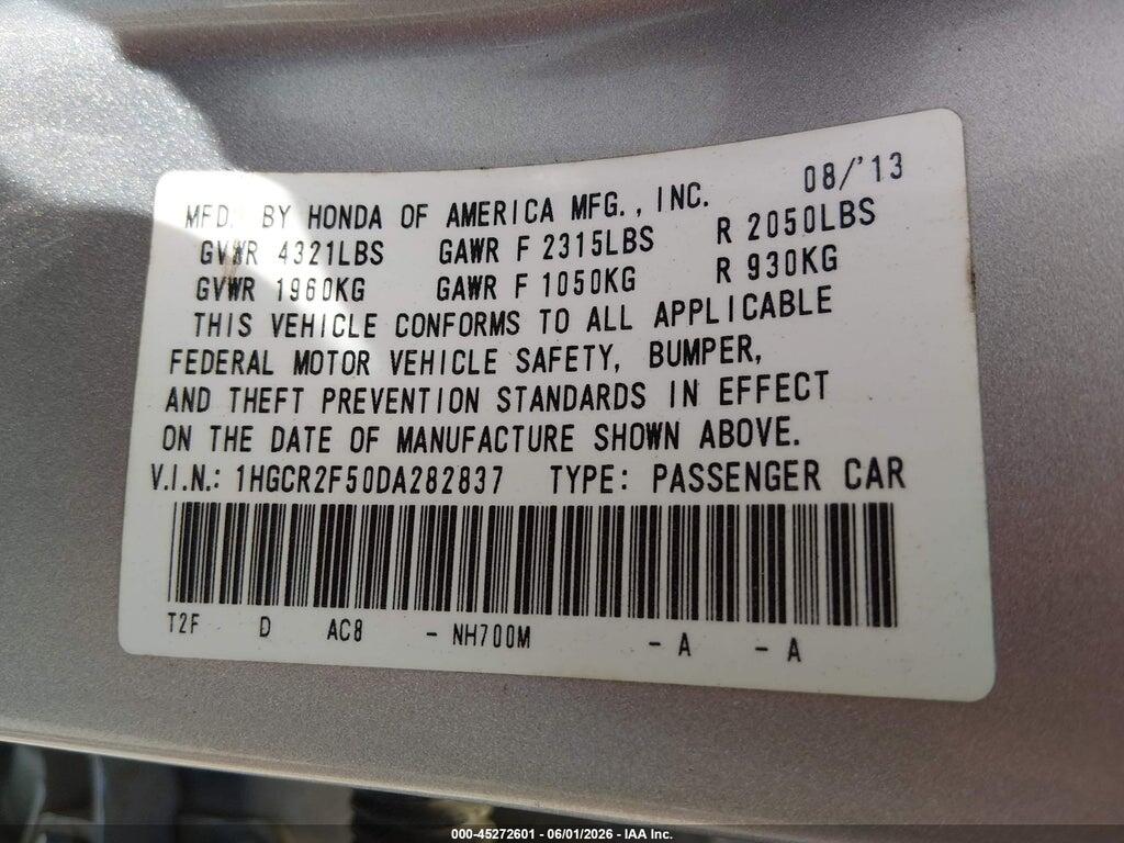 1HGCR2F50DA282837 2013 HONDA ACCORD photo no. 9