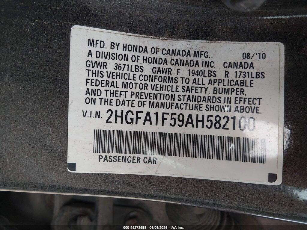 2HGFA1F59AH582100 2010 HONDA CIVIC photo no. 9