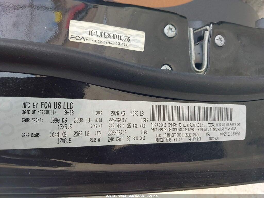 1C4NJDEB9HD113566 2017 JEEP COMPASS photo no. 9