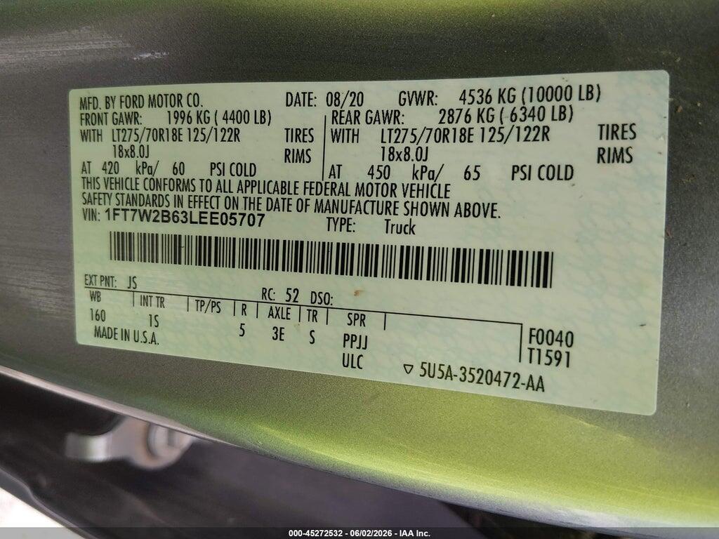 1FT7W2B63LEE05707 2020 FORD F-250 photo no. 9