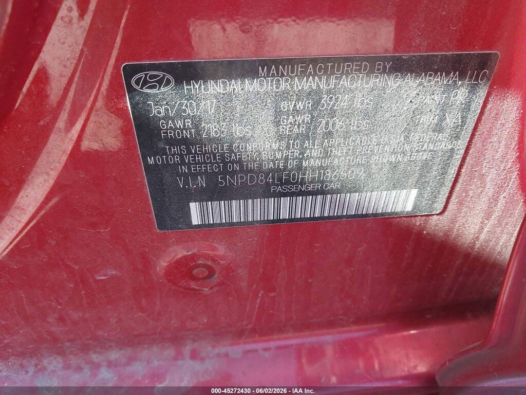 5NPD84LF0HH186509 2017 HYUNDAI ELANTRA photo no. 9
