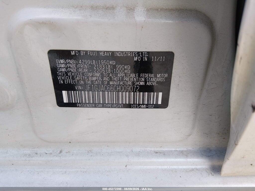 JF1GJAC66CH009072 2012 SUBARU IMPREZA photo no. 9