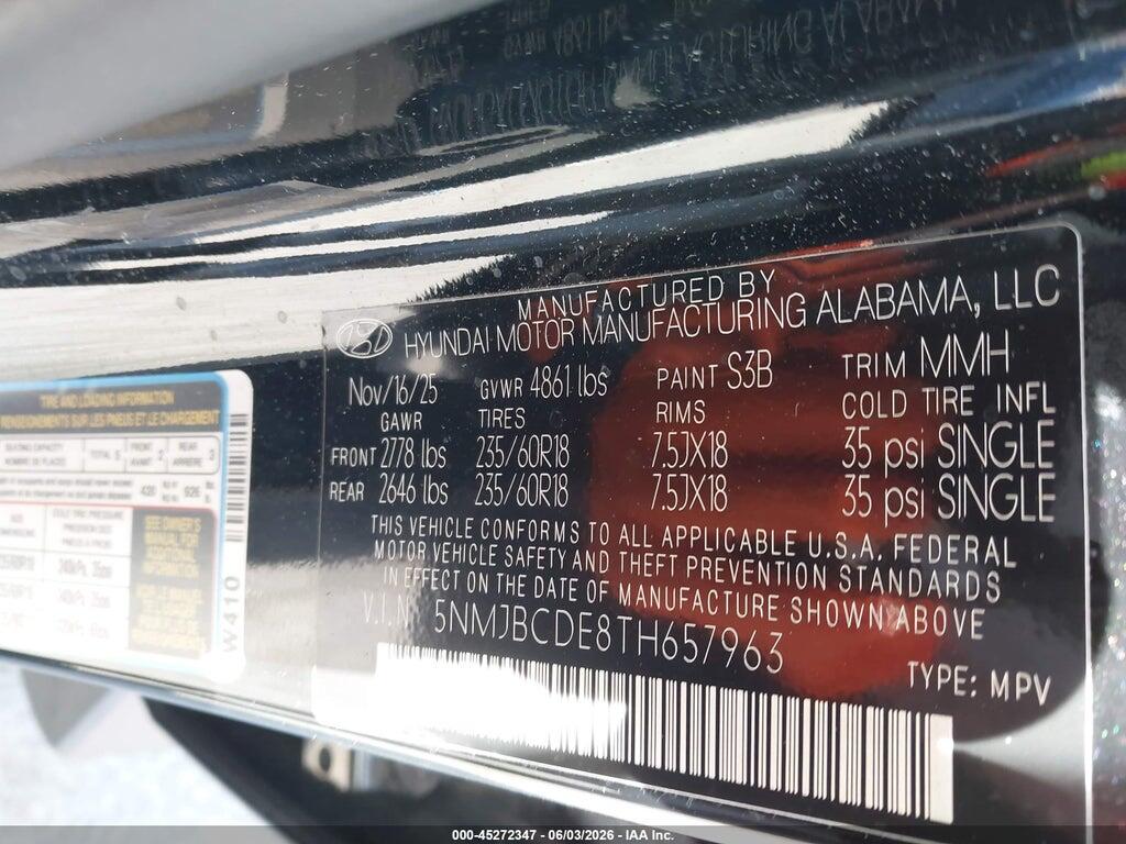 5NMJBCDE8TH657963 2026 HYUNDAI TUCSON photo no. 9