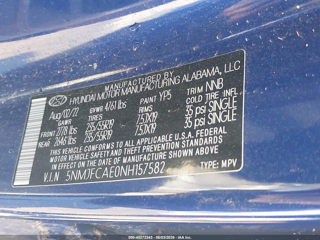 5NMJFCAE0NH157582 2022 HYUNDAI TUCSON photo no. 9