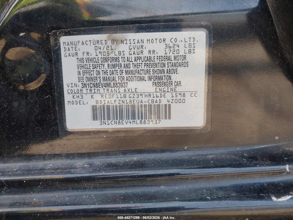 3N1CN8EV4ML883937 2021 NISSAN VERSA photo no. 9