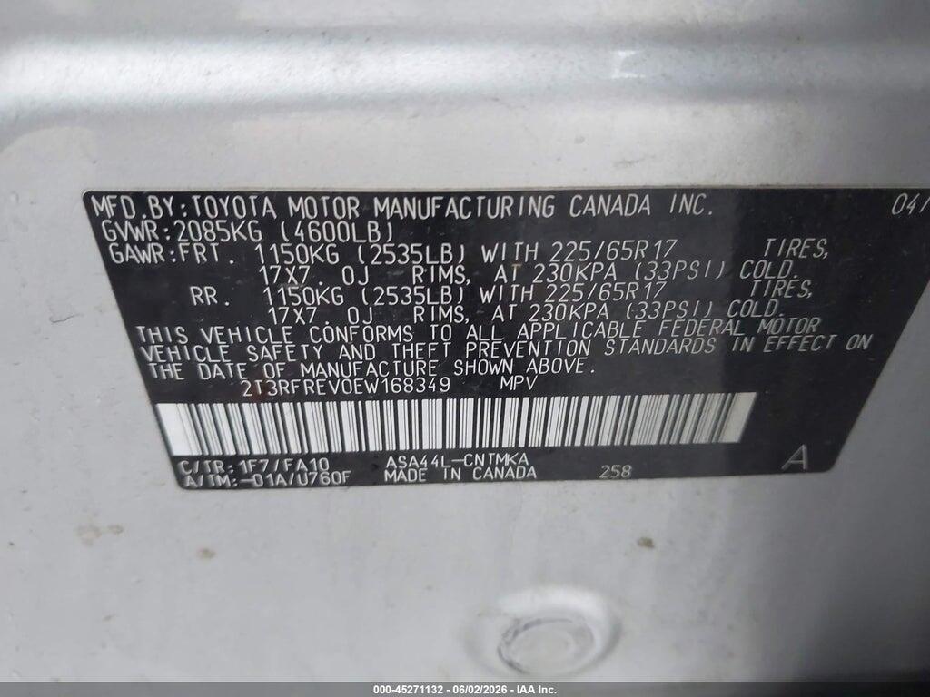 2T3RFREV0EW168349 2014 TOYOTA RAV4 photo no. 9