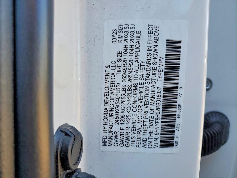 5FNYF8H02PB016037 2023 HONDA PASSPORT photo no. 12