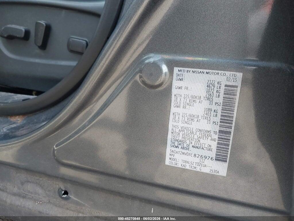 5N1AT2MV0FC826976 2015 NISSAN ROGUE photo no. 9