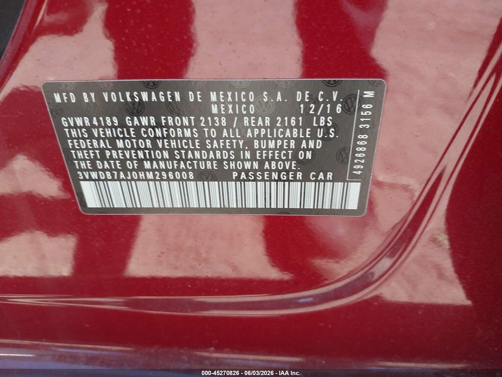 3VWDB7AJ0HM296008 2017 VOLKSWAGEN JETTA photo no. 9