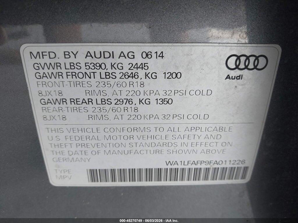 WA1LFAFP9FA011226 2015 AUDI Q5 photo no. 9