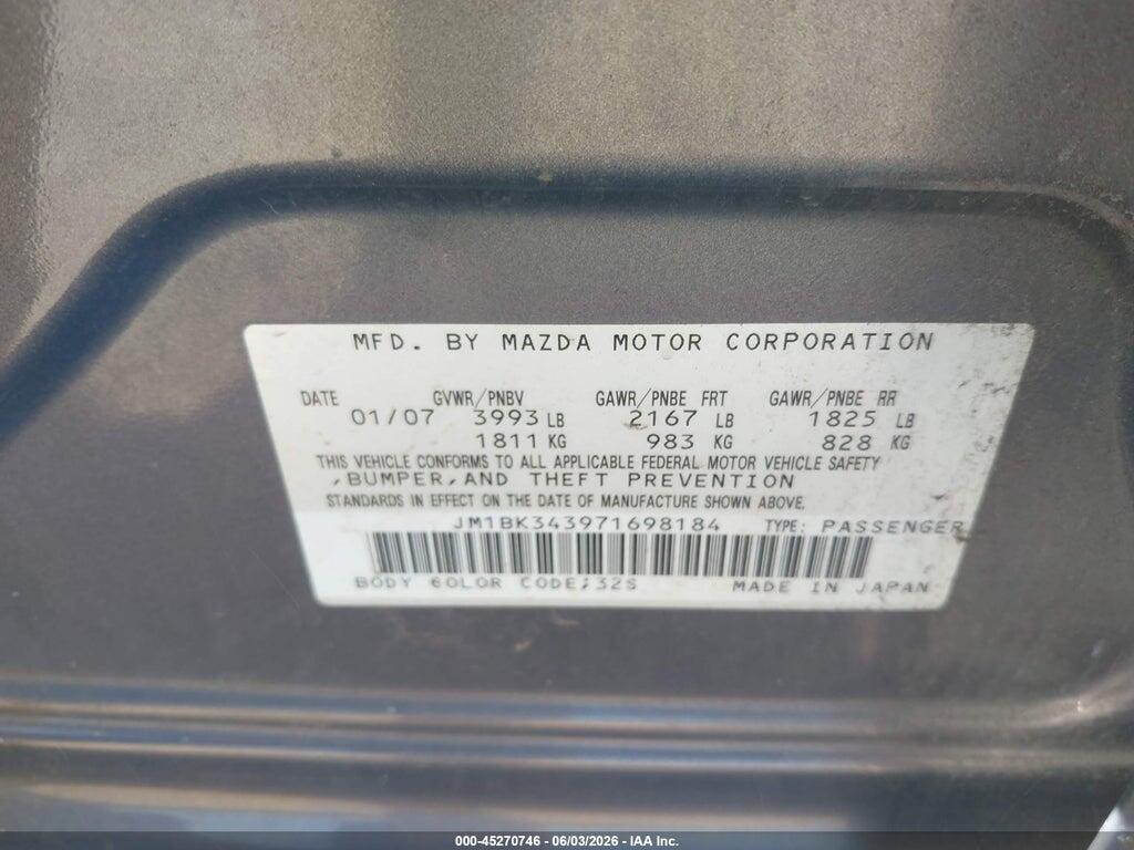 JM1BK343971698184 2007 MAZDA MAZDA3 photo no. 9