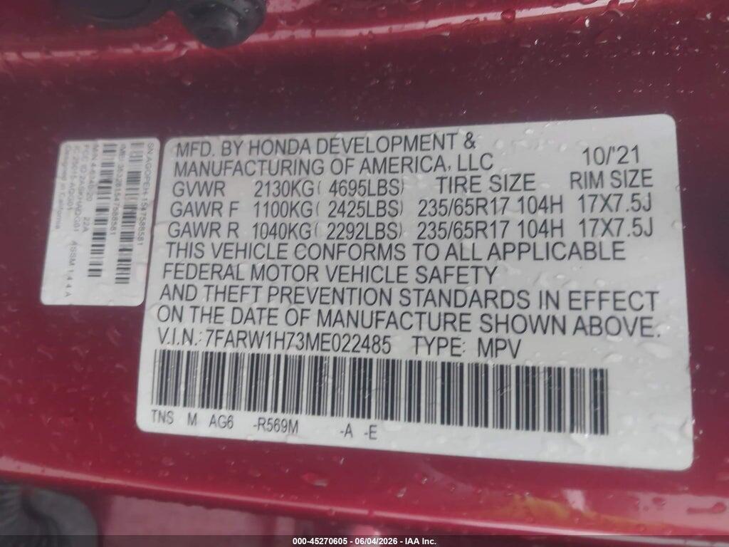 7FARW1H73ME022485 2021 HONDA CR-V photo no. 9