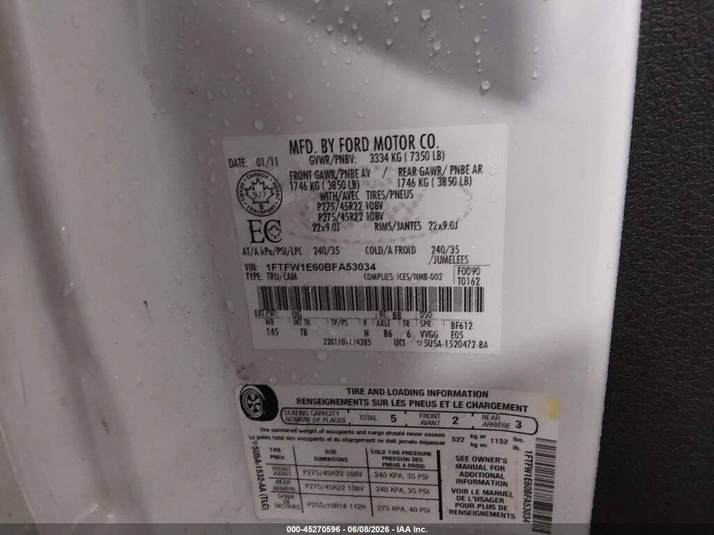 1FTFW1E60BFA53034 2011 FORD F-150 photo no. 9
