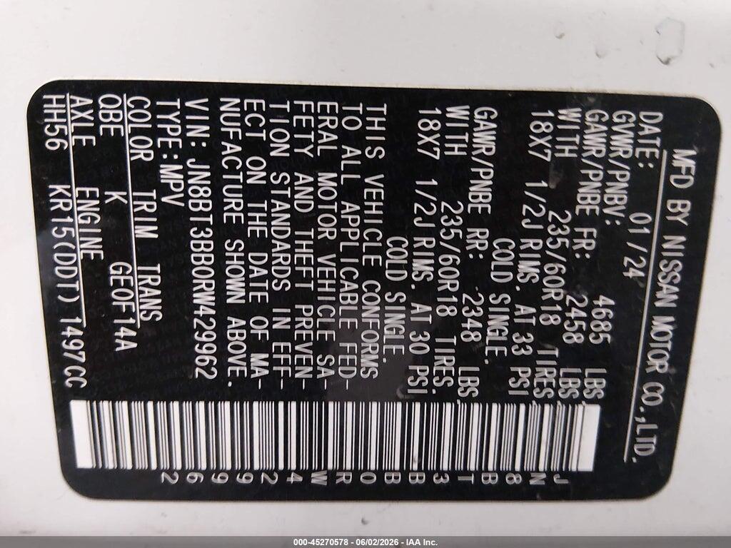 JN8BT3BB0RW429962 2024 NISSAN ROGUE photo no. 9