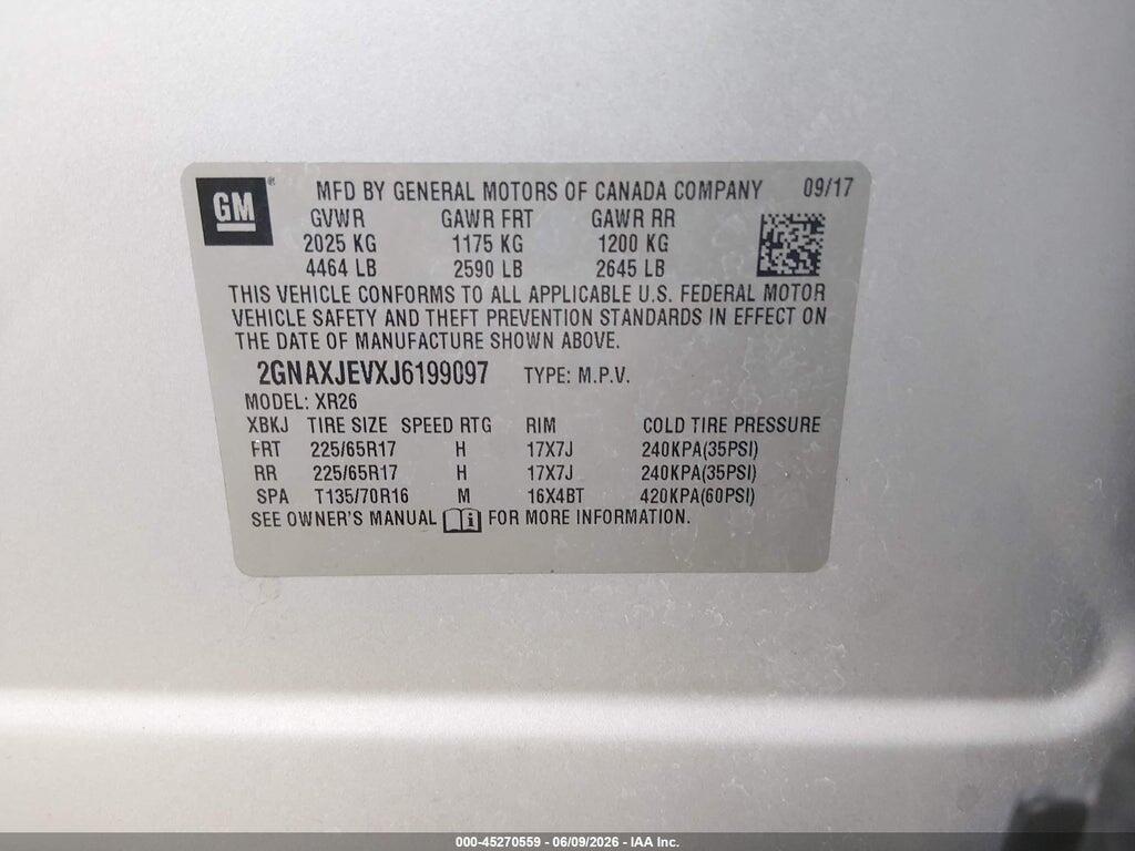 2GNAXJEVXJ6199097 2018 CHEVROLET EQUINOX photo no. 9
