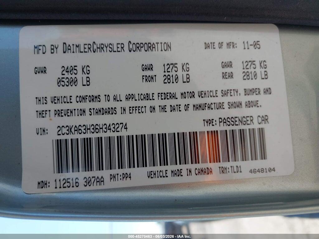 2C3KA63H36H343274 2006 CHRYSLER 300C photo no. 9