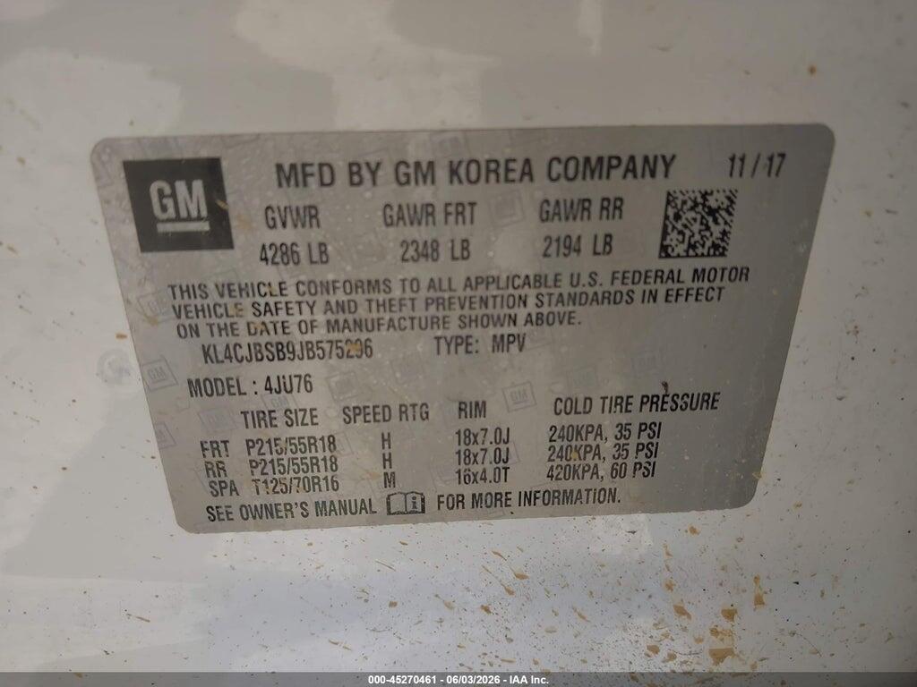 KL4CJBSB9JB575296 2018 BUICK ENCORE photo no. 9