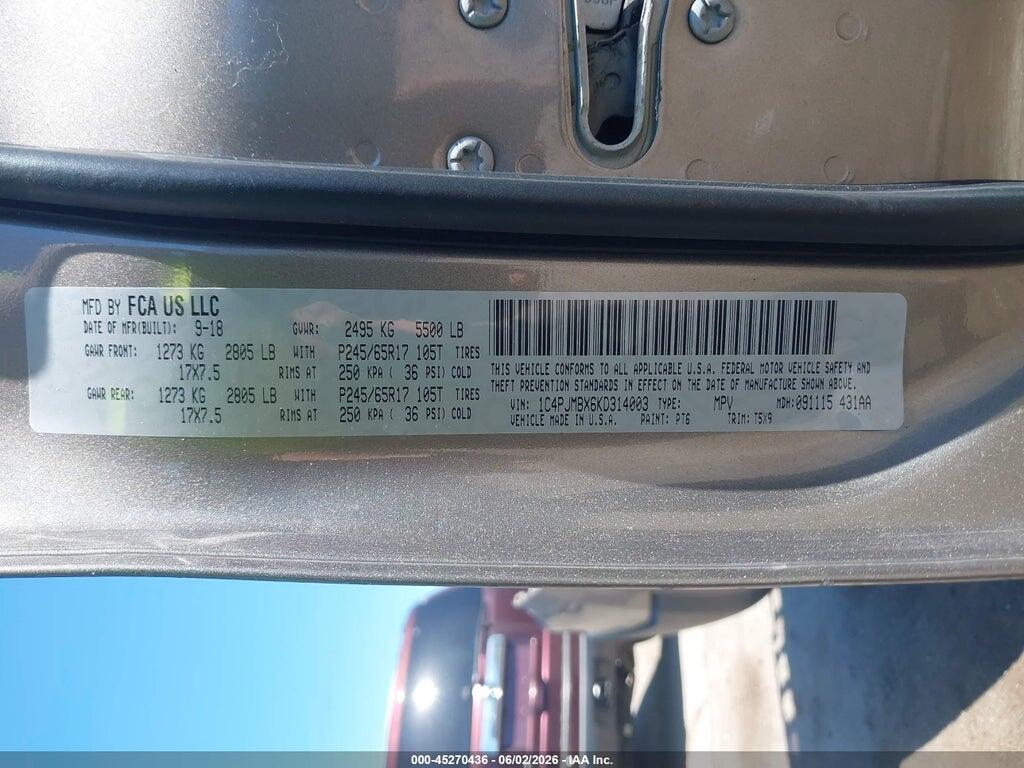 1C4PJMBX6KD314003 2019 JEEP CHEROKEE photo no. 9