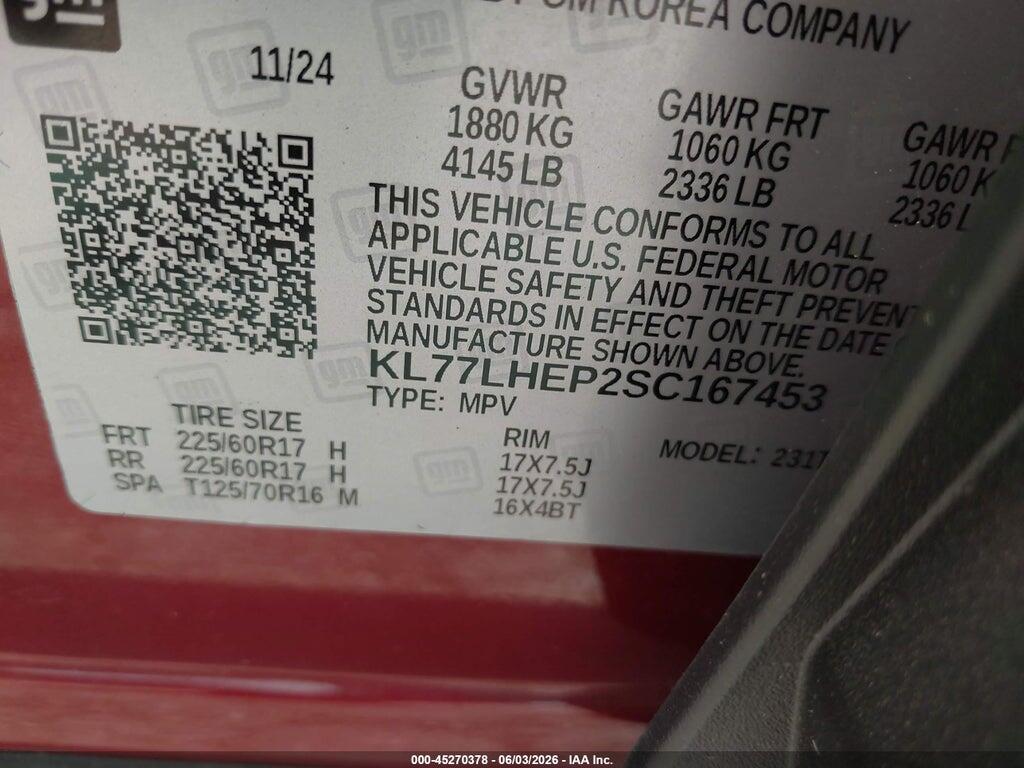 KL77LHEP2SC167453 2025 CHEVROLET TRAX photo no. 9