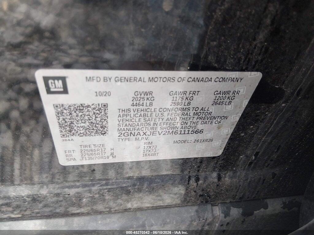 2GNAXJEV2M6111566 2021 CHEVROLET EQUINOX photo no. 9