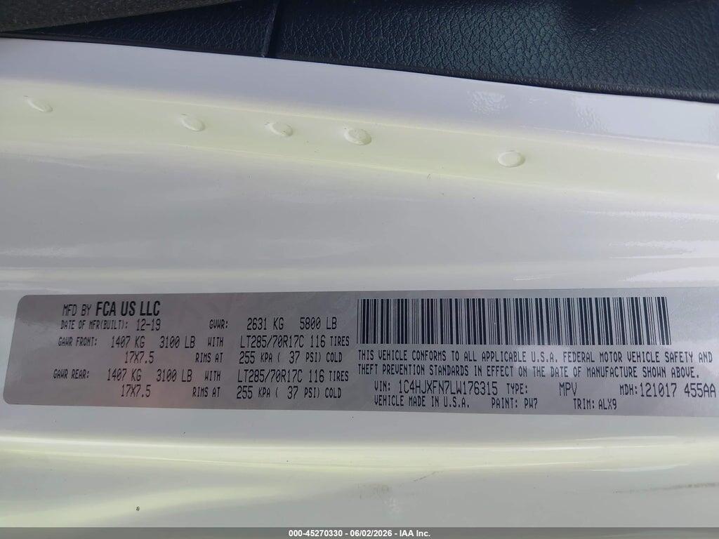 1C4HJXFN7LW176315 2020 JEEP WRANGLER UNLIMITED photo no. 9