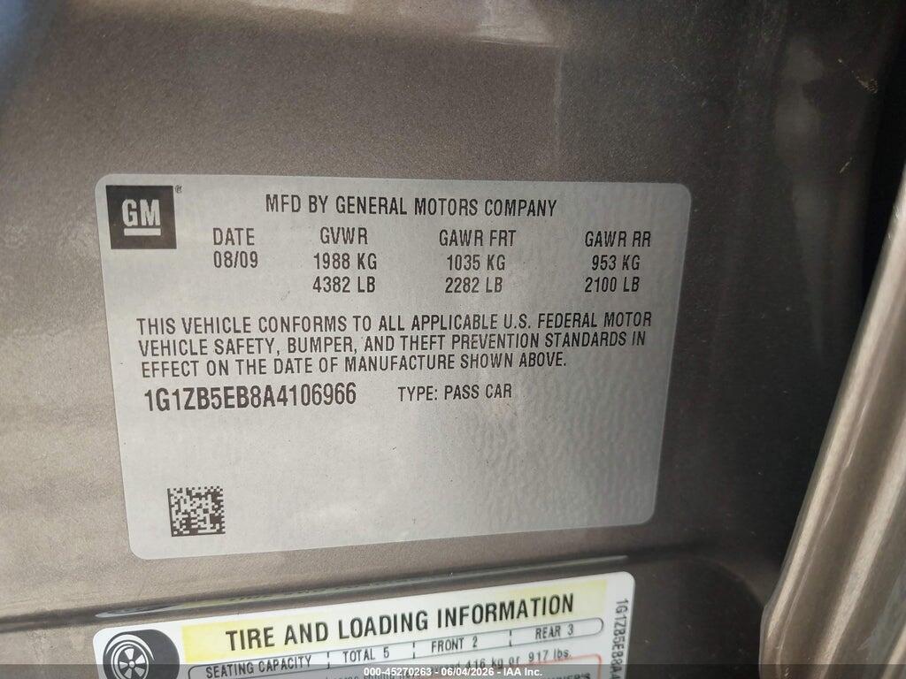 1G1ZB5EB8A4106966 2010 CHEVROLET MALIBU photo no. 9