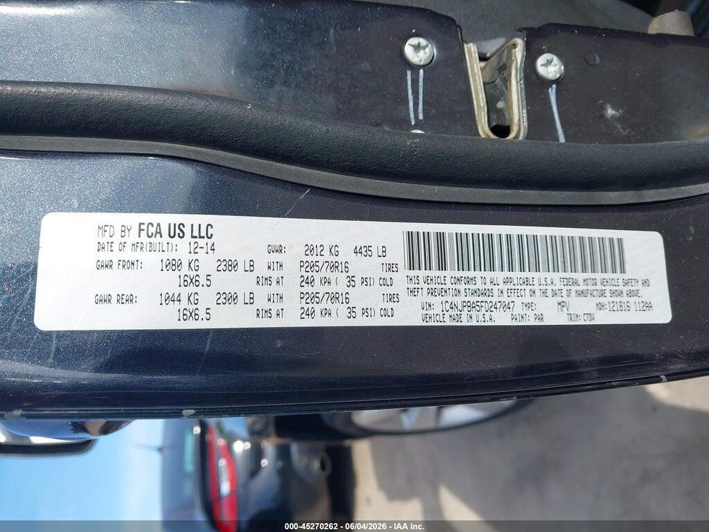 1C4NJPBA5FD247047 2015 JEEP PATRIOT photo no. 9