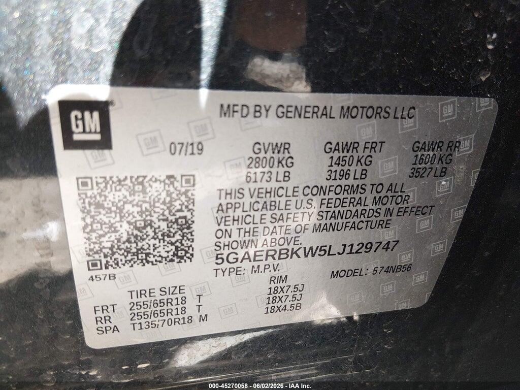 5GAERBKW5LJ129747 2020 BUICK ENCLAVE photo no. 9
