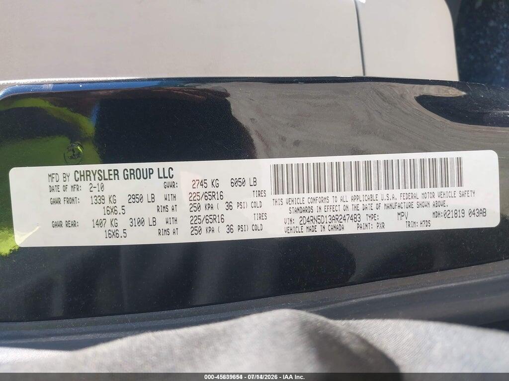 2D4RN5D13AR247483 2010 DODGE GRAND CARAVAN photo no. 9