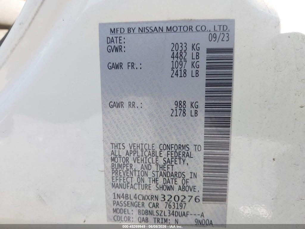 1N4BL4CWXRN320276 2024 NISSAN ALTIMA photo no. 9