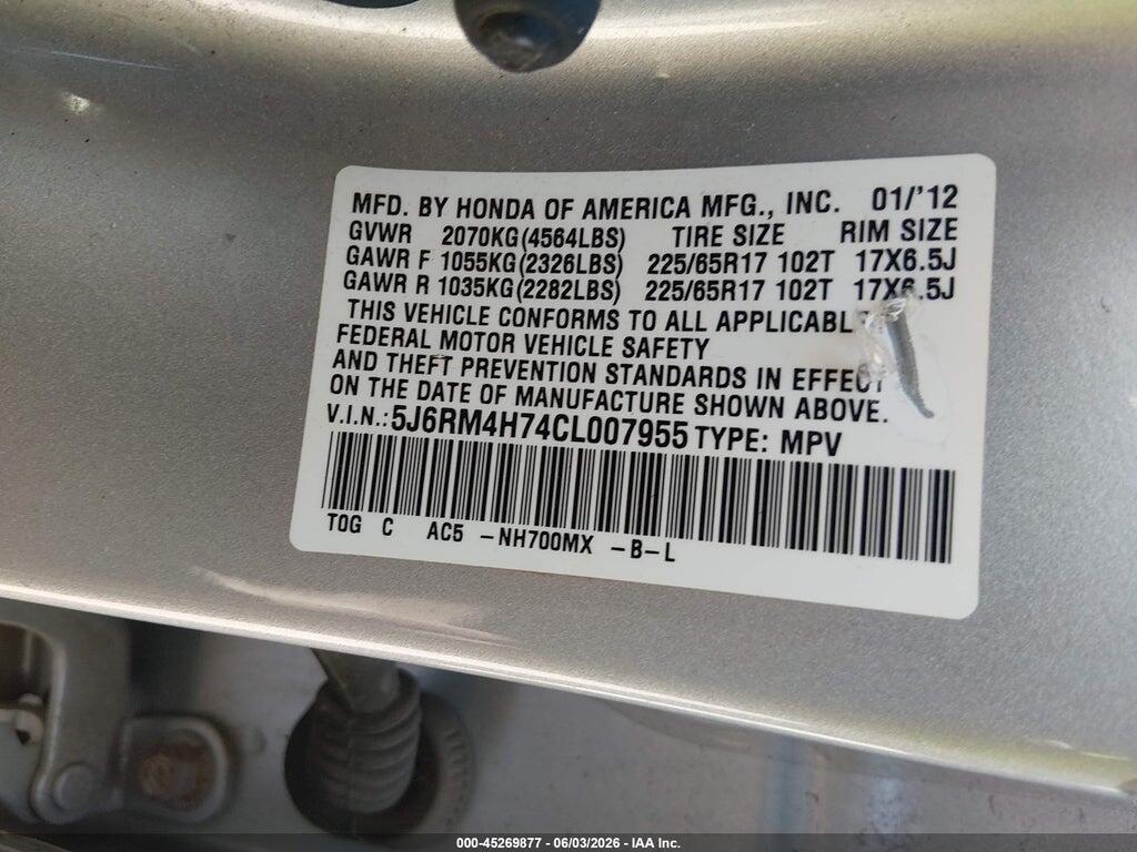 5J6RM4H74CL007955 2012 HONDA CR-V photo no. 9