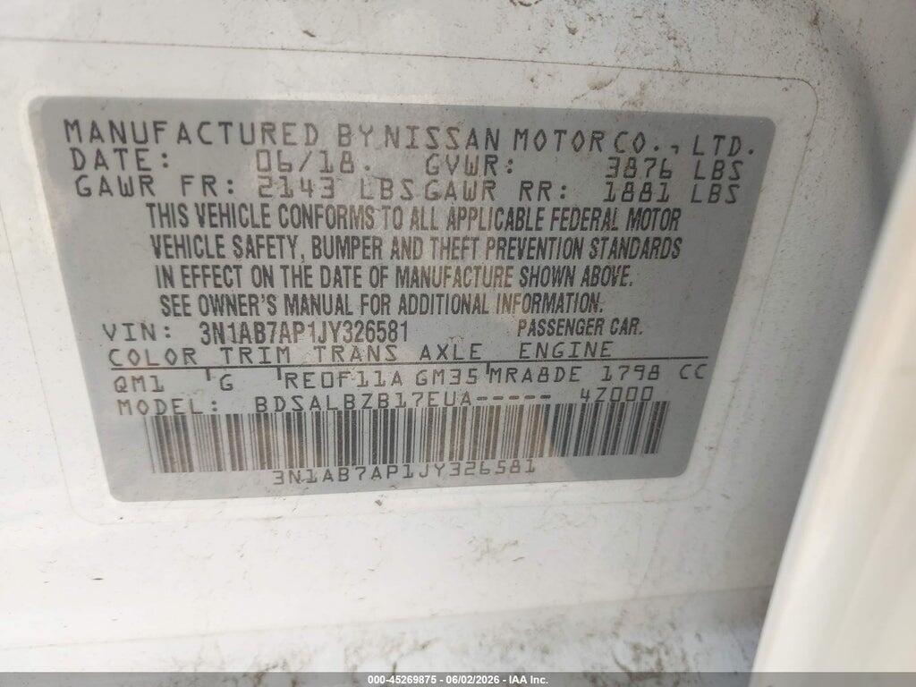 3N1AB7AP1JY326581 2018 NISSAN SENTRA photo no. 9
