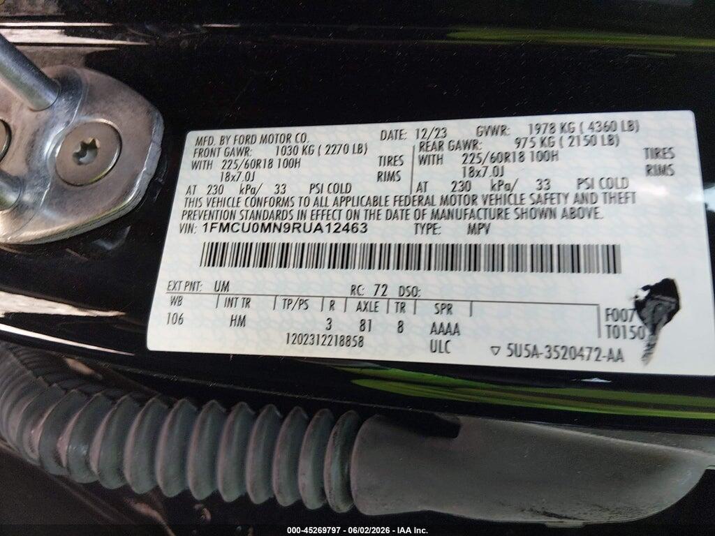 1FMCU0MN9RUA12463 2024 FORD ESCAPE photo no. 9