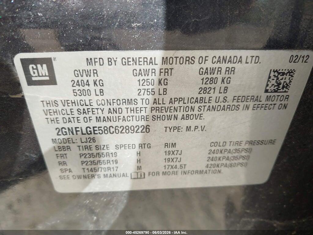 2GNFLGE58C6289226 2012 CHEVROLET EQUINOX photo no. 9