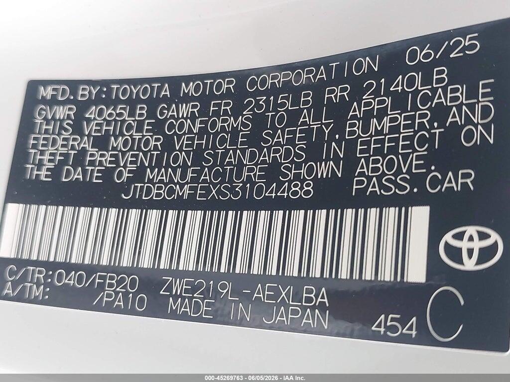 JTDBCMFEXS3104488 2025 TOYOTA COROLLA photo no. 9