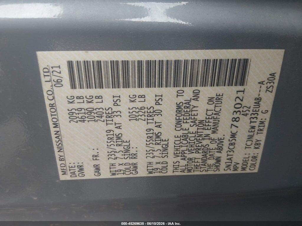 5N1AT3CB5MC783021 2021 NISSAN ROGUE photo no. 9