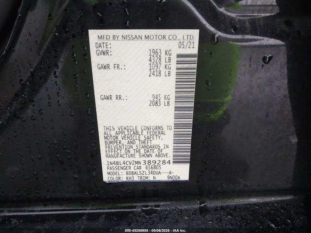 1N4BL4CV2MN389284 2021 NISSAN ALTIMA photo no. 9