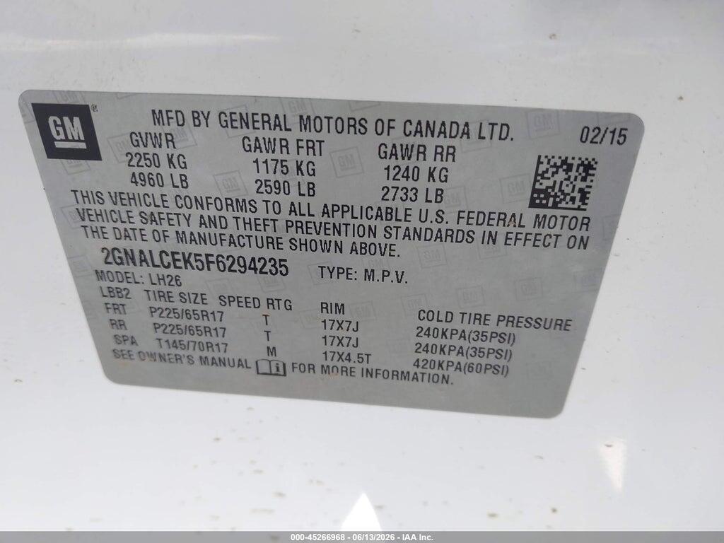2GNALCEK5F6294235 2015 CHEVROLET EQUINOX photo no. 9