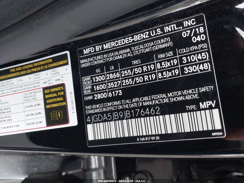 4JGDA5JB9JB176462 2018 MERCEDES-BENZ GLE 350 photo no. 9