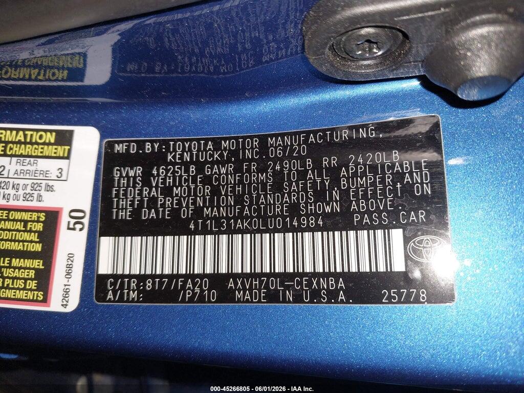 4T1L31AK0LU014984 2020 TOYOTA CAMRY photo no. 9