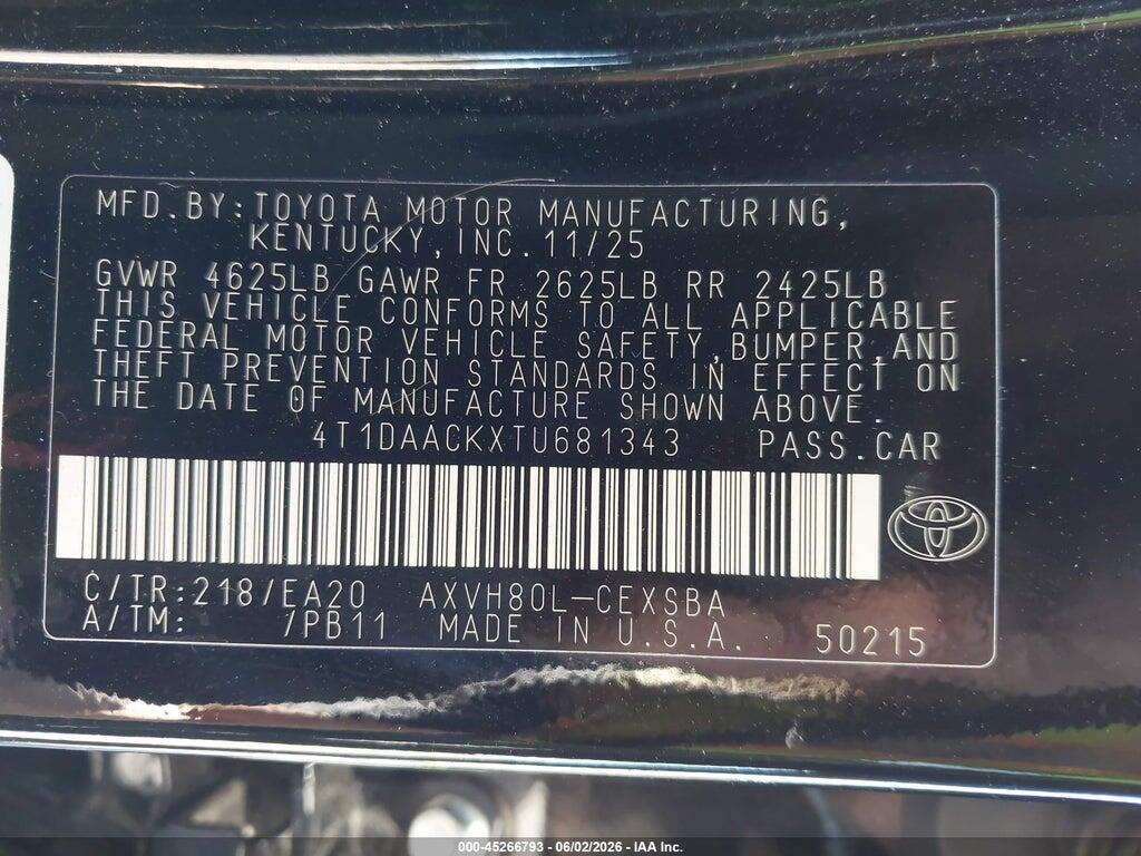 4T1DAACKXTU681343 2026 TOYOTA CAMRY photo no. 9