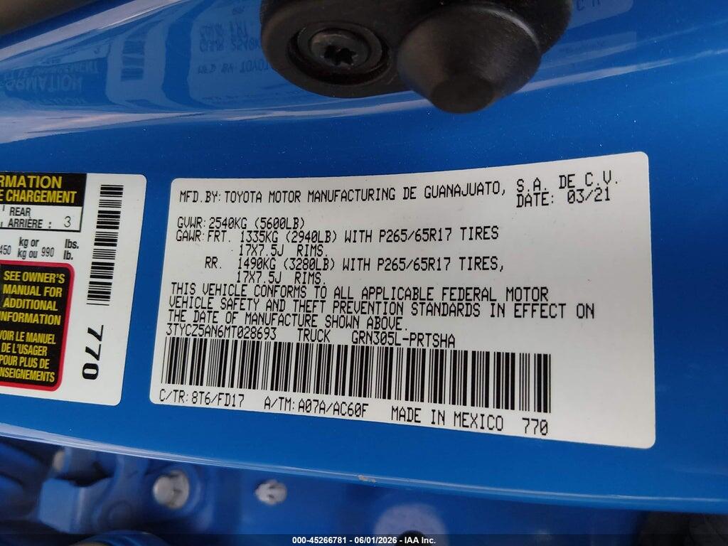 3TYCZ5AN6MT028693 2021 TOYOTA TACOMA photo no. 9