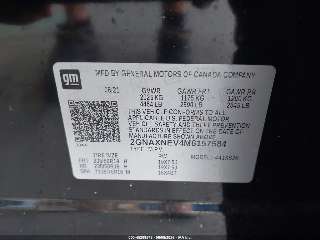 2GNAXNEV4M6157584 2021 CHEVROLET EQUINOX photo no. 9