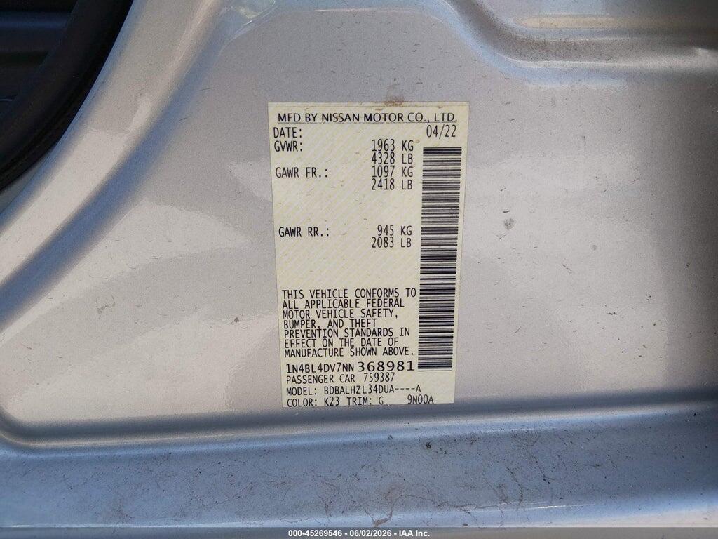 1N4BL4DV7NN368981 2022 NISSAN ALTIMA photo no. 9