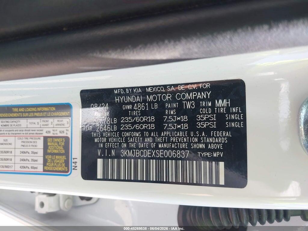 3KMJBCDEXSE006837 2025 HYUNDAI TUCSON photo no. 9