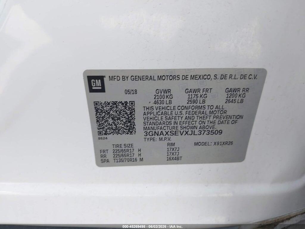 3GNAXSEVXJL373509 2018 CHEVROLET EQUINOX photo no. 9