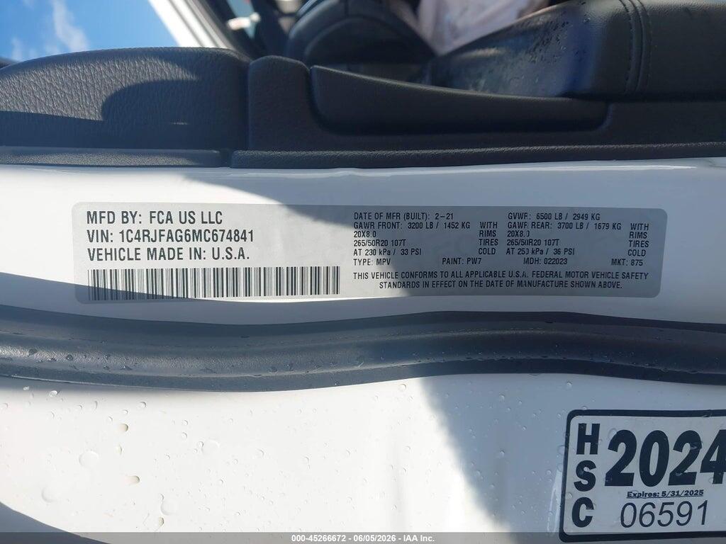 1C4RJFAG6MC674841 2021 JEEP GRAND CHEROKEE photo no. 9