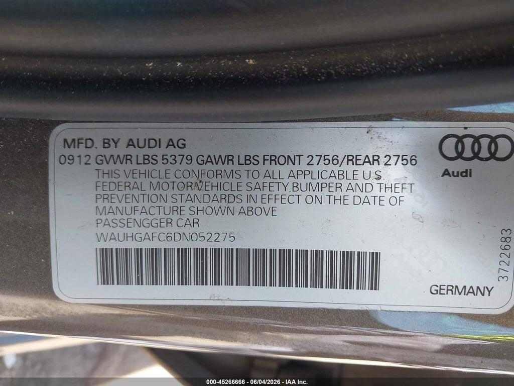 WAUHGAFC6DN052275 2013 AUDI A6 photo no. 9